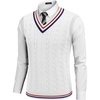 image:imageCOOFANDY Mens Sweater Vest V Neck Casual Sleeveless Pullover Striped Cable Knit Sweater VestAll White