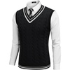 image:imageCOOFANDY Mens Sweater Vest V Neck Casual Sleeveless Pullover Striped Cable Knit Sweater VestBlack