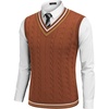 image:imageCOOFANDY Mens Sweater Vest V Neck Casual Sleeveless Pullover Striped Cable Knit Sweater VestCaramel