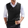 image:imageCOOFANDY Mens Sweater Vest V Neck Sleeveless Sweater Casual Knitted Vests  Regular Fit Lightweight Stretch Soft Business Casual Matching Fall Winter Fashion Classic Design Durable WrinkleFreeBlack
