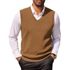 image:imageCOOFANDY Mens Sweater Vest V Neck Sleeveless Sweater Casual Knitted Vests  Regular Fit Lightweight Stretch Soft Business Casual Matching Fall Winter Fashion Classic Design Durable WrinkleFreeBrown