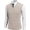 image:imageCOOFANDY Mens Sweater Vest V Neck Slim Fit Casual Sleeveless Twisted Knitted Pullover SweaterBeigeWhite Twotone Colors