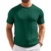 image:imageCOOFANDY Mens TShirts Short Sleeve Crewneck Knit Shirts Summer Ribbed Textured Tee ShirtsB Deep Green