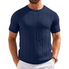image:imageCOOFANDY Mens TShirts Short Sleeve Crewneck Knit Shirts Summer Ribbed Textured Tee ShirtsB Navy Blue