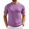 image:imageCOOFANDY Mens TShirts Short Sleeve Crewneck Knit Shirts Summer Ribbed Textured Tee ShirtsViolet