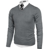 image:imageCOOFANDY Mens V Neck Dress Sweater Knit Long Sleeve Slim Fit Sweaters Fashion Pullover SweaterGrey