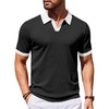 image:imageCOOFANDY Mens V Neck Short Sleeve Stretch Knit Polo ShirtBlack  White