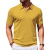 image:imageCOOFANDY Mens V Neck Short Sleeve Stretch Knit Polo ShirtYellow