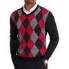 image:imageCOOFANDY Mens V Neck Sweater Lightweight Knitted Pullover SweatersBlackdiamond Pattern