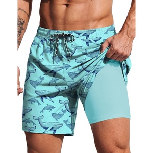 image:imageCOOFANDY 2 in 1 Mens Swim Trunks 7 Inch Quick Dry Board Shorts Beach Swim Shorts Bathing Suit with Compression LinerBlue Whale