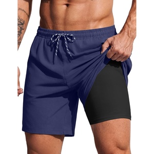 image:imageCOOFANDY 2 in 1 Mens Swim Trunks 7 Inch Quick Dry Board Shorts Beach Swim Shorts Bathing Suit with Compression LinerNavy Bule