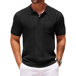 image:imageCOOFANDY Knit Polo Shirts for Men Short Sleeve Textured Polo Shirt Slim Fit Summer Collared T Shirt with PocketAblack