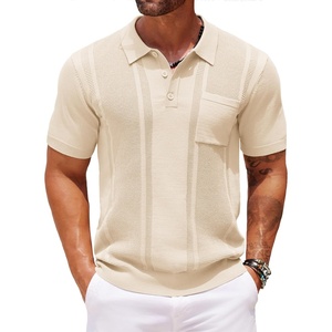 image:imageCOOFANDY Knit Polo Shirts for Men Short Sleeve Textured Polo Shirt Slim Fit Summer Collared T Shirt with PocketCream