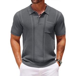 image:imageCOOFANDY Knit Polo Shirts for Men Short Sleeve Textured Polo Shirt Slim Fit Summer Collared T Shirt with PocketDark Grey