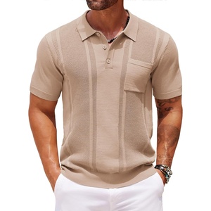 image:imageCOOFANDY Knit Polo Shirts for Men Short Sleeve Textured Polo Shirt Slim Fit Summer Collared T Shirt with PocketKhaki