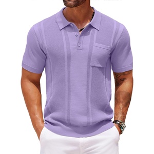 image:imageCOOFANDY Knit Polo Shirts for Men Short Sleeve Textured Polo Shirt Slim Fit Summer Collared T Shirt with PocketPurple