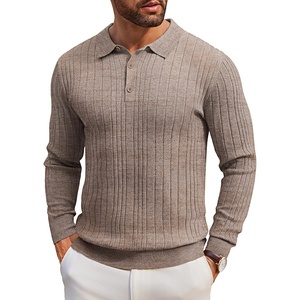 image:imageCOOFANDY Long Sleeve Polo Shirts for Men Lightweight Ribbed Knit Polo Sweater Casual Dress Pullover SweatersFantasy Brown