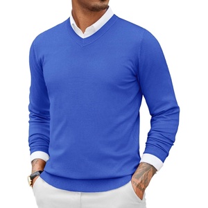 image:imageCOOFANDY Men Casual V Neck Sweater Ribbed Knit Slim Fit Long Sleeve Pullover TopRoyal Blue