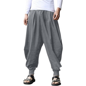 image:imageCOOFANDY Men Hippie Harem Pants Baggy Linen Cotton Boho Yoga Pants Summer Beach Pants Casual Drop Crotch TrouserDark Grey