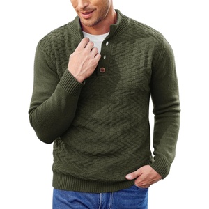 image:imageCOOFANDY Men Mock Neck Button Sweater Casual Knitted Sweaters Fashion Henley SweaterArmy Green