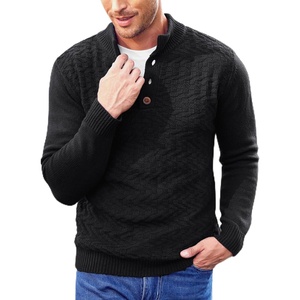 image:imageCOOFANDY Men Mock Neck Button Sweater Casual Knitted Sweaters Fashion Henley SweaterBlack
