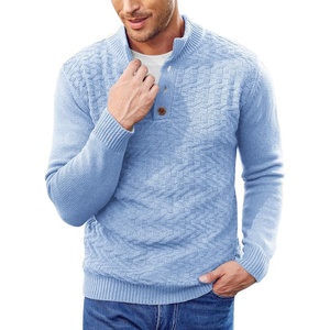image:imageCOOFANDY Men Mock Neck Button Sweater Casual Knitted Sweaters Fashion Henley SweaterClear Blue