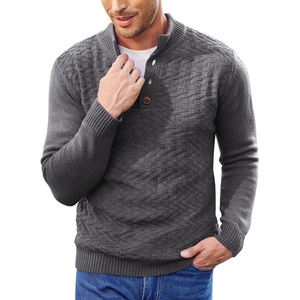 image:imageCOOFANDY Men Mock Neck Button Sweater Casual Knitted Sweaters Fashion Henley SweaterDark Gray