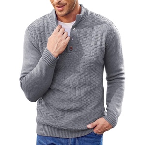 image:imageCOOFANDY Men Mock Neck Button Sweater Casual Knitted Sweaters Fashion Henley SweaterGray
