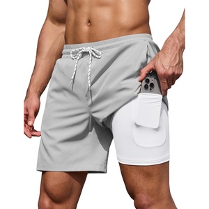 image:imageCOOFANDY Mens 7 Swim Trunks with Compression Liner Stretch Swimming Shorts with Zipper PocketsLight Grey