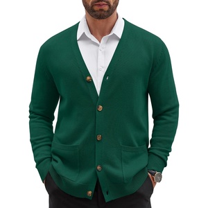 image:imageCOOFANDY Mens Cardigan Sweater Long Sleeve Lightweight Casual V Neck Button Down Knitted Sweater with PocketsDark Green
