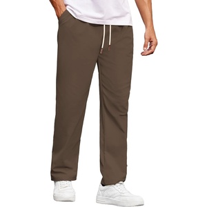 image:imageCOOFANDY Mens Casual Chino Pants Relaxed Fit Drawstring Elastic Waist Lightweight Pant Twill Pleated TrousersBrown