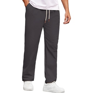 image:imageCOOFANDY Mens Casual Chino Pants Relaxed Fit Drawstring Elastic Waist Lightweight Pant Twill Pleated TrousersDark Gray