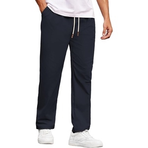 image:imageCOOFANDY Mens Casual Chino Pants Relaxed Fit Drawstring Elastic Waist Lightweight Pant Twill Pleated TrousersNavy Blue