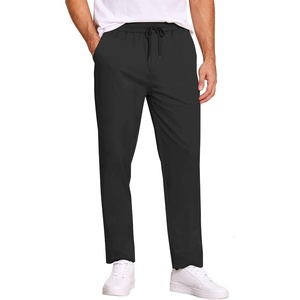 image:imageCOOFANDY Mens Casual Cotton Pants Regular Fit Elastic Waist Drawstring Twill Pants Straight Leg Chino PantsBlack