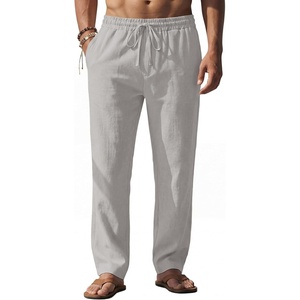 image:imageCOOFANDY Mens Casual Linen Pants Loose Fit Elastic Waist Drawstring Lightweight Pant Summer Beach TrousersLight Grey