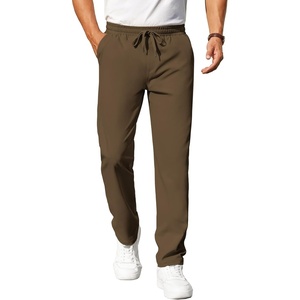 image:imageCOOFANDY Mens Casual Pants Elastic Waist Chino Pants Lightweight Drawstring Pants with PocketsBrown