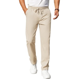 image:imageCOOFANDY Mens Casual Pants Elastic Waist Chino Pants Lightweight Drawstring Pants with PocketsLight Khaki