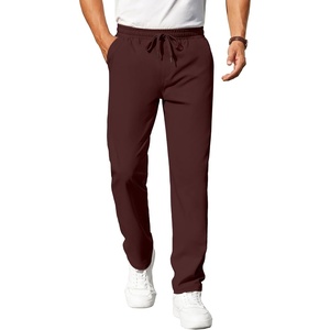 image:imageCOOFANDY Mens Casual Pants Elastic Waist Chino Pants Lightweight Drawstring Pants with PocketsWine Red