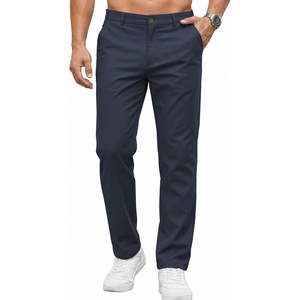 image:imageCOOFANDY Mens Casual Pants Elastic Waist Flat Front Dress Slacks Regular Fit Stretch Golf Pants Work Office TrousersDeep Blue