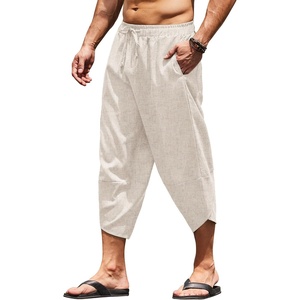 image:imageCOOFANDY Mens Casual Pants Linen Capri Harem Pants Loose Fit Baggy Pants Lightweight Beach Yoga TrousersLinen Khaki