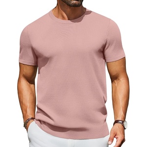 image:imageCOOFANDY Mens Casual TShirts Short Sleeve Crewneck Pullover Classic Knit Tee ShirtsPink