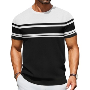image:imageCOOFANDY Mens Casual TShirts Short Sleeve Crewneck Pullover Classic Knit Tee ShirtsStripe  Black  White