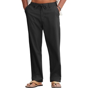 image:imageCOOFANDY Mens Cotton Linen Pants Casual Drawstring Summer Beach Pants Lightweight Linen Dress TrousersBlack