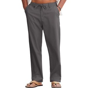 image:imageCOOFANDY Mens Cotton Linen Pants Casual Drawstring Summer Beach Pants Lightweight Linen Dress TrousersDark Grey