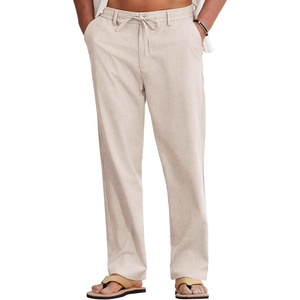 image:imageCOOFANDY Mens Cotton Linen Pants Casual Drawstring Summer Beach Pants Lightweight Linen Dress TrousersLinen Khaki