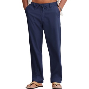 image:imageCOOFANDY Mens Cotton Linen Pants Casual Drawstring Summer Beach Pants Lightweight Linen Dress TrousersNavy Blue