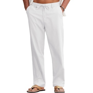 image:imageCOOFANDY Mens Cotton Linen Pants Casual Drawstring Summer Beach Pants Lightweight Linen Dress TrousersWhite