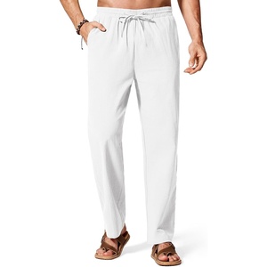 image:imageCOOFANDY Mens Cotton Linen Pants Lightweight Casual Linen Dress Pants Drawstring Summer Beach TrousersWhite