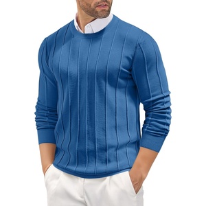 image:imageCOOFANDY Mens Crew Neck Sweater Long Sleeve Ribbed Knit Dress Sweaters Casual Slim Fit PulloverDark Blue