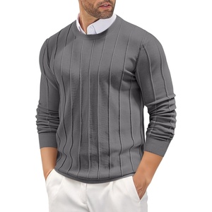 image:imageCOOFANDY Mens Crew Neck Sweater Long Sleeve Ribbed Knit Dress Sweaters Casual Slim Fit PulloverDark Grey